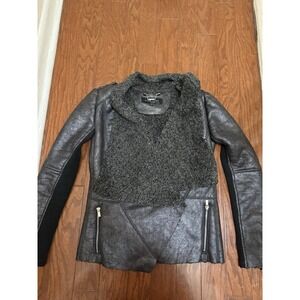 Vintage Y2K Black Rivet Faux Suede Moto Jacket Women's Size XS